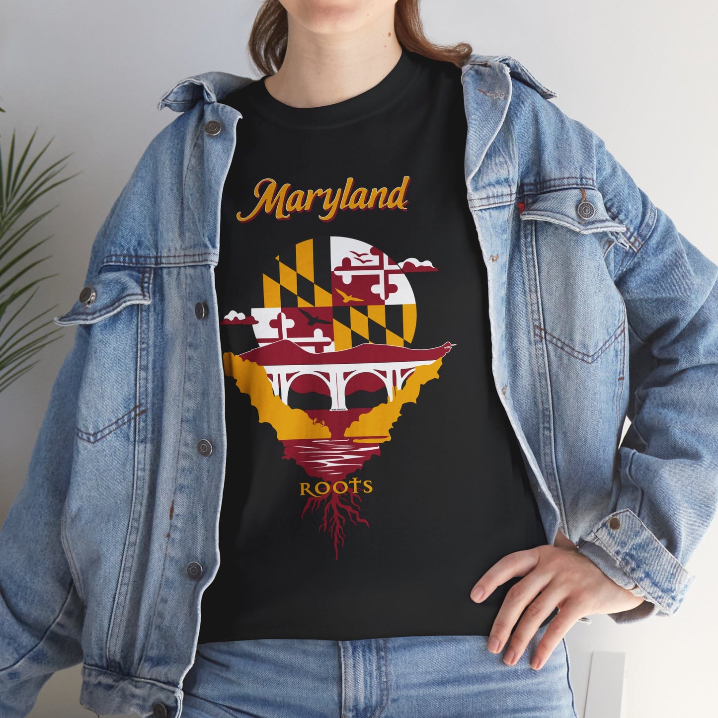 Maryland Roots Unisex Cotton Tee, Vintage Tee, Gift for Him/Her, State Pride Shirt, Casual Wear, Eco-Friendly Fashion