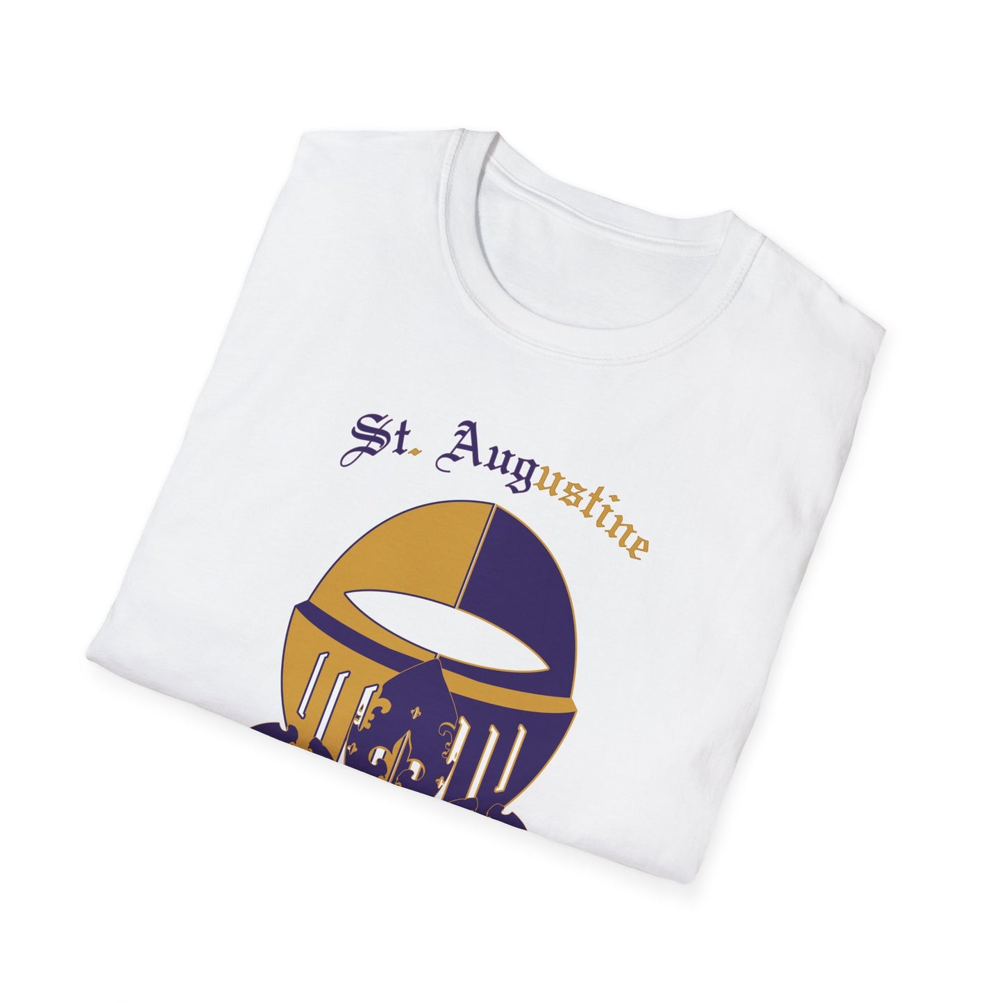St. Augustine Unisex Softstyle T-Shirt - Purple and Gold Design
