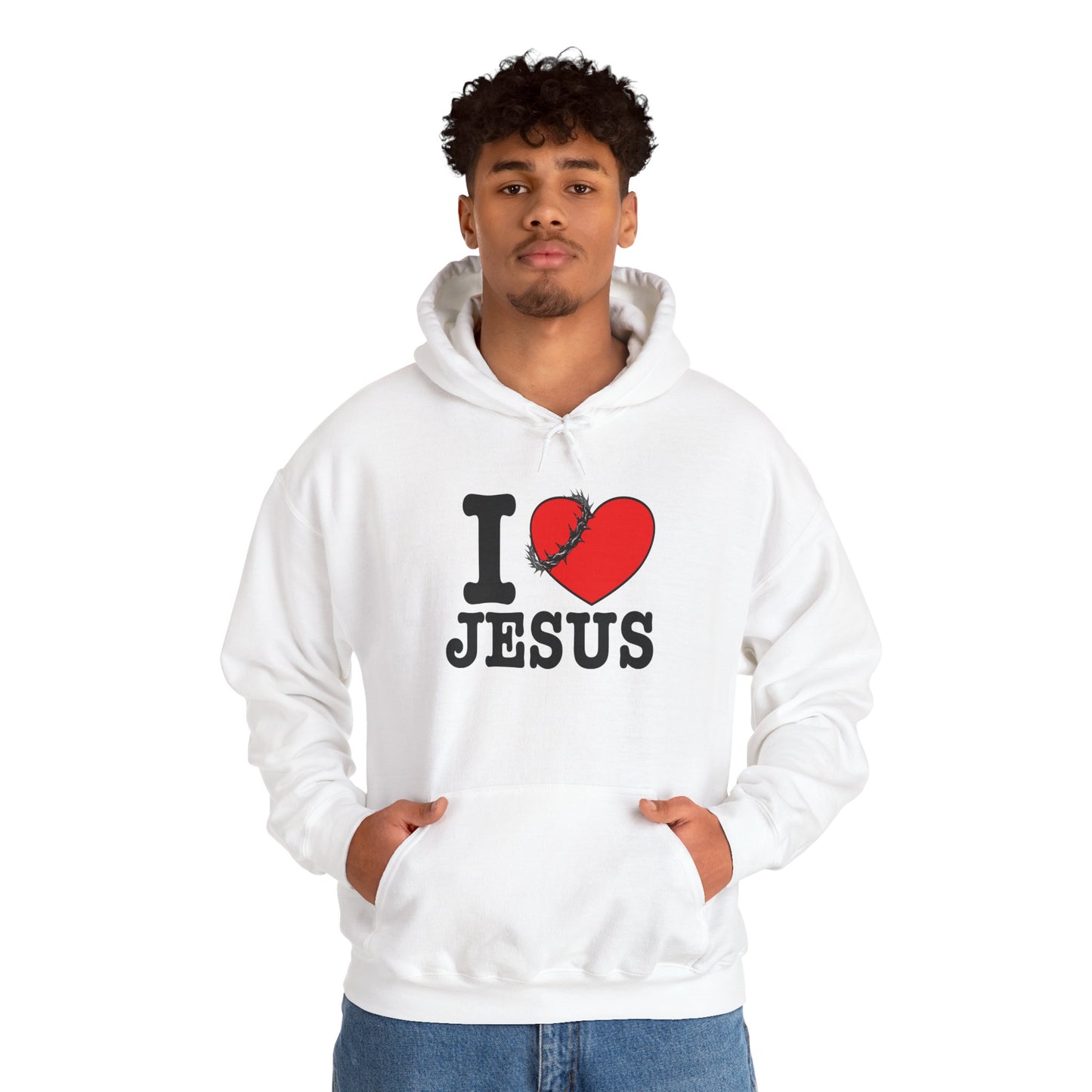 I Love Jesus Hooded Sweatshirt, Christian Apparel, Faith Hoodie, Religious Gift, Church Wear, Cozy Casual