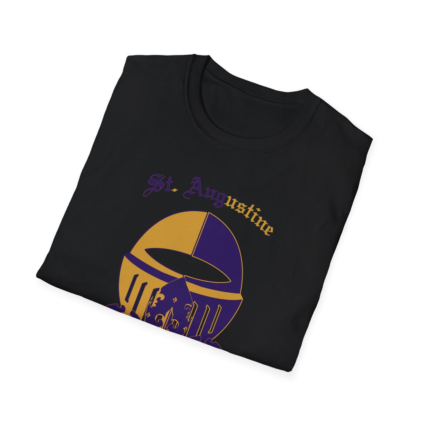 St. Augustine Unisex Softstyle T-Shirt - Purple and Gold Design