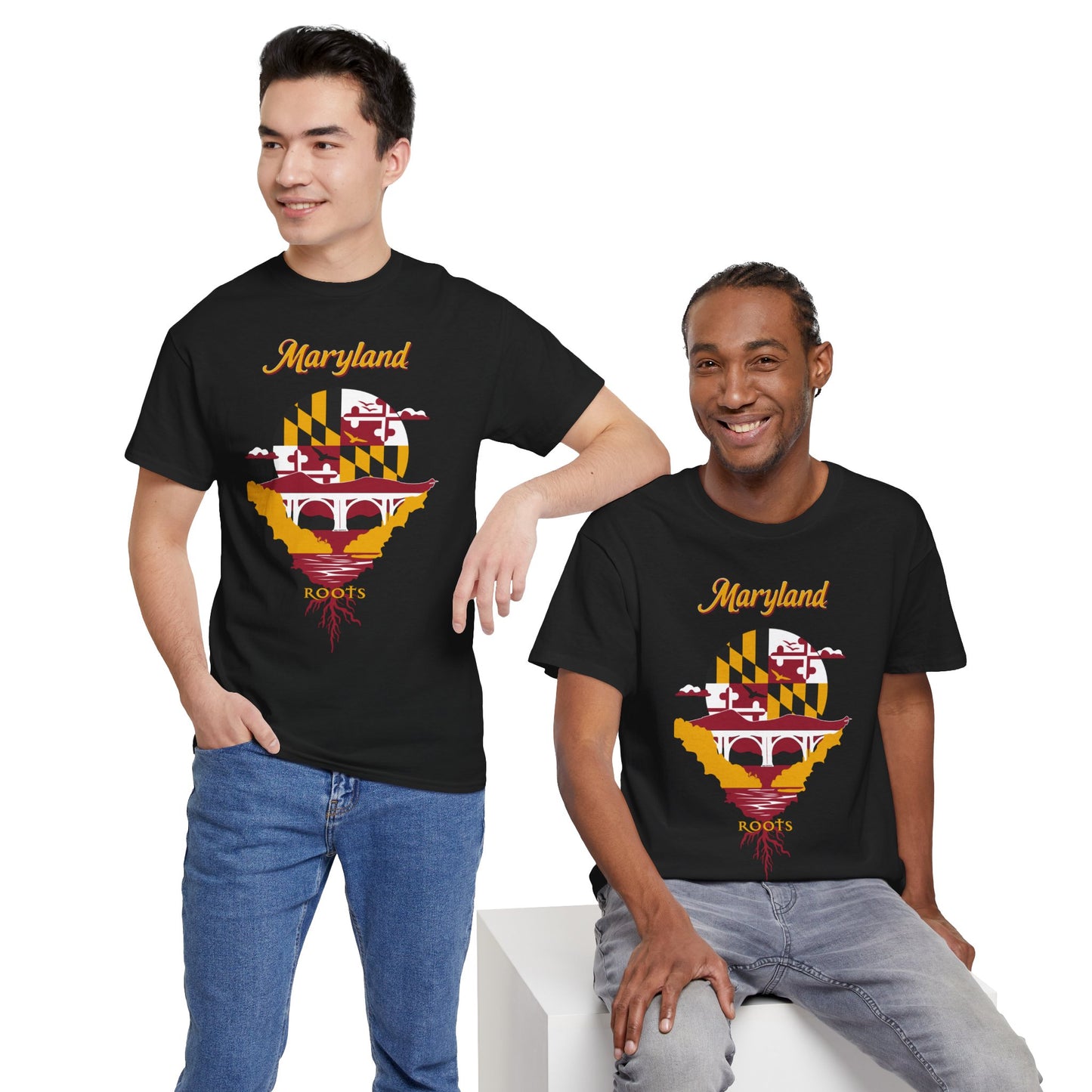 Maryland Roots Unisex Cotton Tee, Vintage Tee, Gift for Him/Her, State Pride Shirt, Casual Wear, Eco-Friendly Fashion