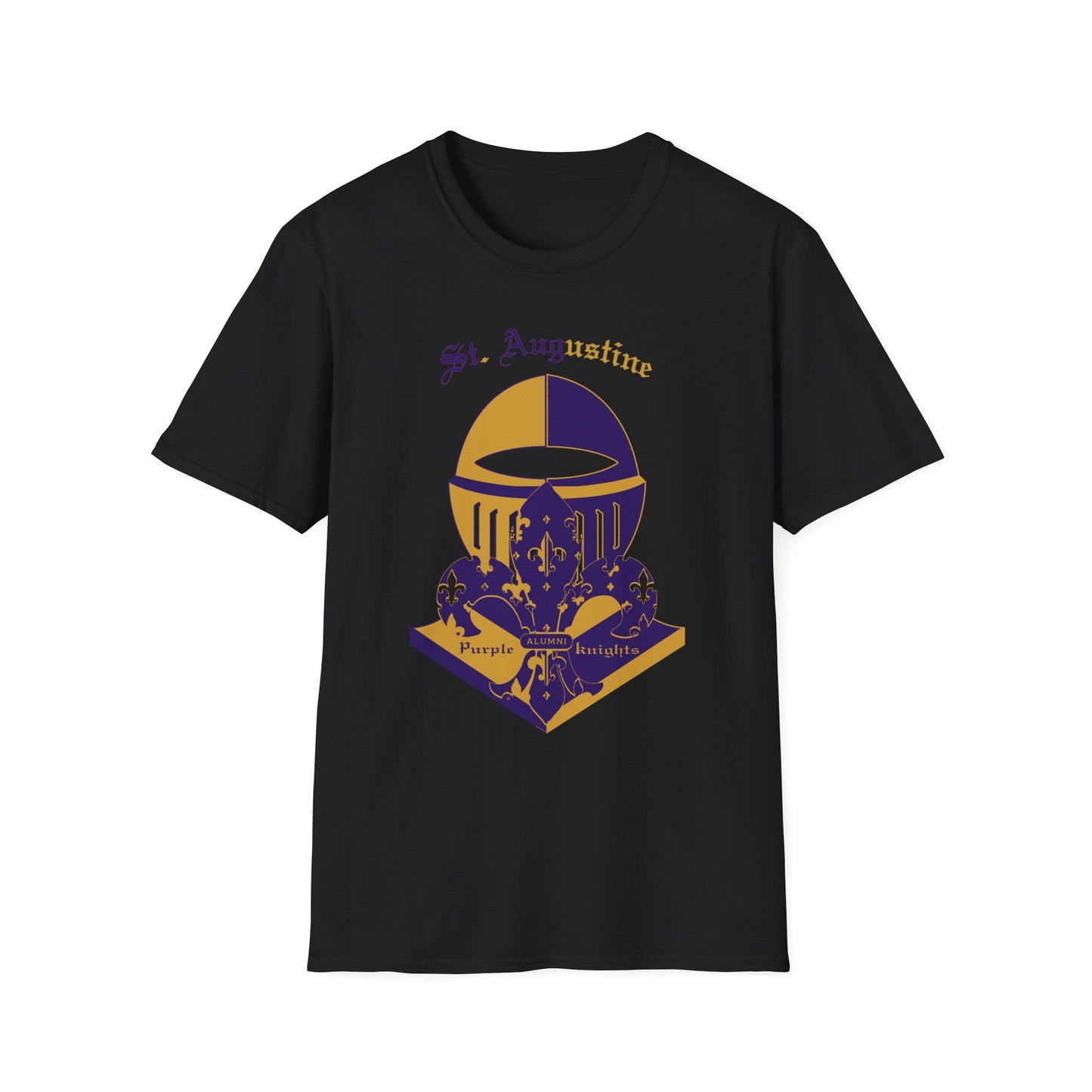 St. Augustine Unisex Softstyle T-Shirt - Purple and Gold Design