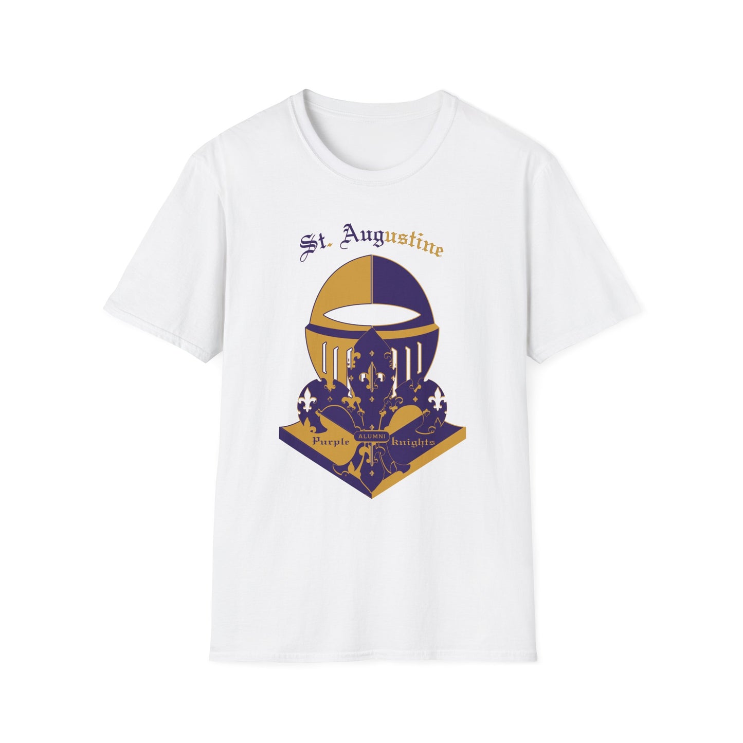 St. Augustine Unisex Softstyle T-Shirt - Purple and Gold Design