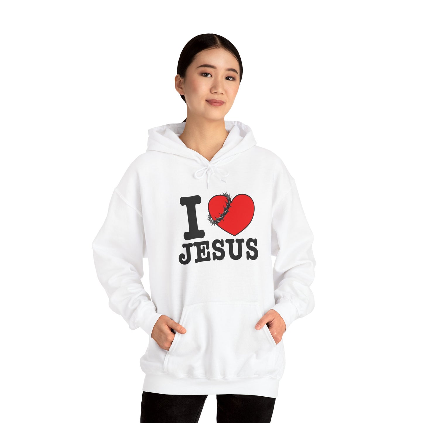 I Love Jesus Hooded Sweatshirt, Christian Apparel, Faith Hoodie, Religious Gift, Church Wear, Cozy Casual