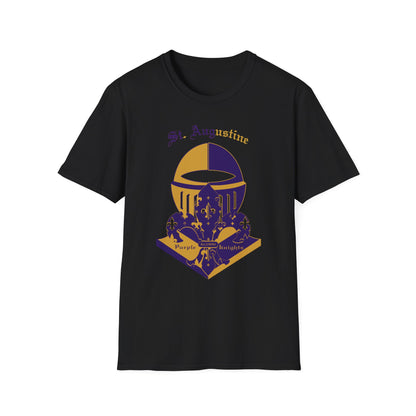 St. Augustine Unisex Softstyle T-Shirt - Purple and Gold Design
