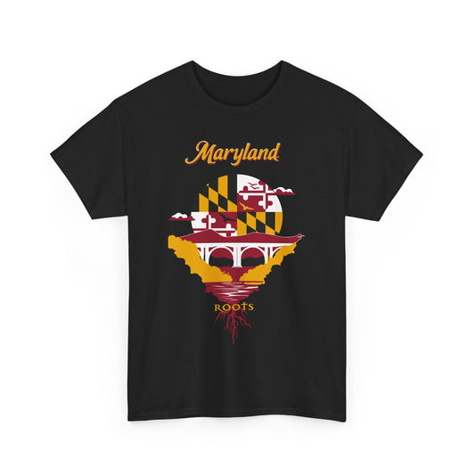 Maryland Roots Unisex Cotton Tee, Vintage Tee, Gift for Him/Her, State Pride Shirt, Casual Wear, Eco-Friendly Fashion